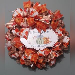 FALL "Welcome to Our Home" lighted Wreath